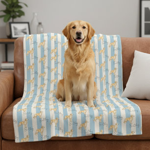 Custom Blue Strip Golden Retriever Pet Name Fleecedecke
