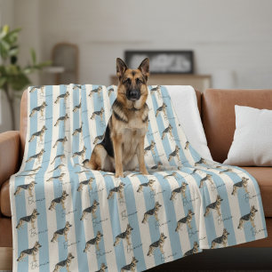 Custom Blue Stripe German Shepherd Pet Name Fleecedecke