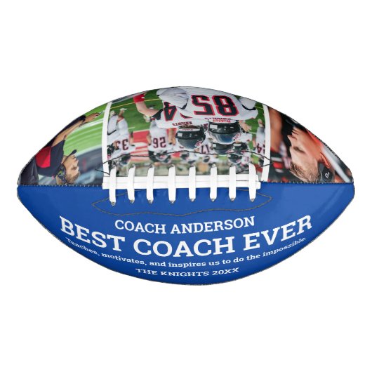 Custom Blue Team Bester Coach je Foto Collage Football (Vorderseite)