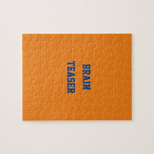 Custom Blue Text Brain Teaser Orange Puzzle (Horizontal)