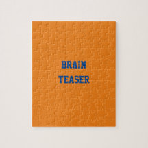 Custom Blue Text Brain Teaser Orange