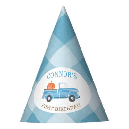 Custom Blue Truck & PUMPKIN Herbst 1. Geburtstag Partyhütchen