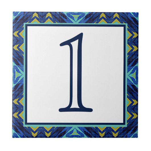 Custom Blue Turquoise Green Stam Art House Nummer Fliese (Vorderseite)