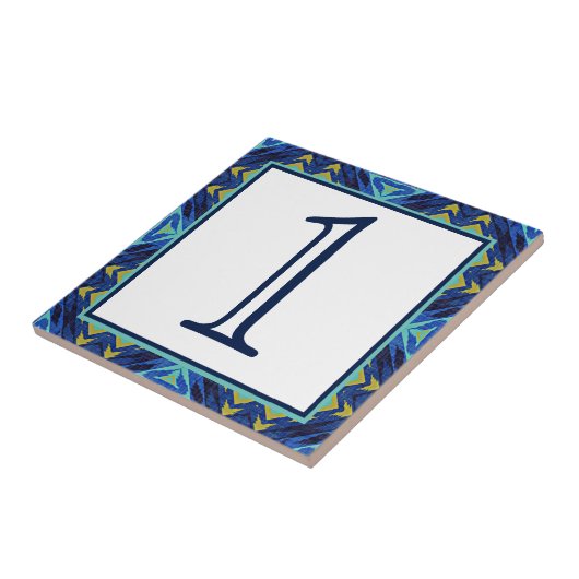 Custom Blue Turquoise Green Stam Art House Nummer Fliese (Seite)