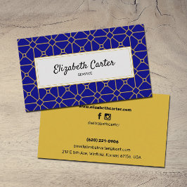 Custom Blue und Gold Moderne und Elegant Visitenkarte