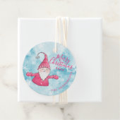 Custom Blue und Pink Niedlich Gnome Frohe Weihnach Geschenkanhänger (Beispiel)