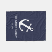 Custom Blue und White Nautical Anchor Blanket Fleecedecke (Vorderseite (Horizontal))