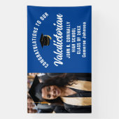Custom Blue Valedictorian Foto Graduation Party Banner (Vertikal)