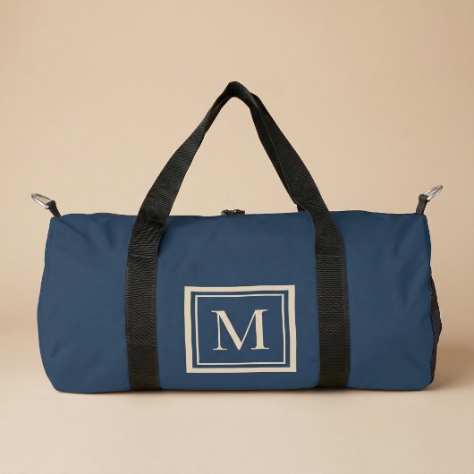 Custom Blue & Vanilla Framed Monogram Duffle Bag
