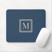 Custom Blue & Vanilla Framed Monogram Mousepad (Mit Mouse)