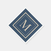 Custom Blue & Vanilla Framed Monogram Serviette (Ecke)