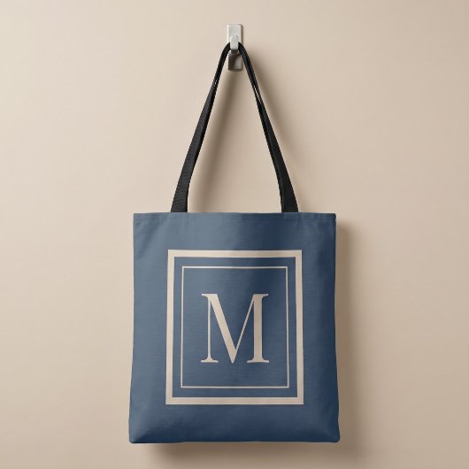 Custom Blue & Vanilla Framed Monogram Tasche
