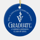 Custom Blue Veterinary School Abschluss Gift Keramik Ornament (Vorne)
