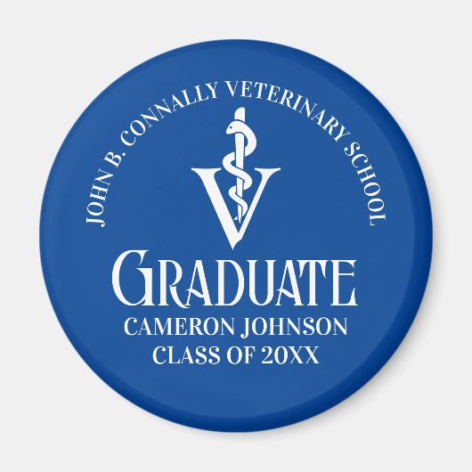 Custom Blue Veterinary School Abschluss Magnet (Vorne)
