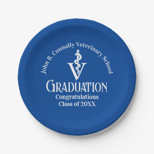 Custom Blue Veterinary School Graduation Party Pappteller