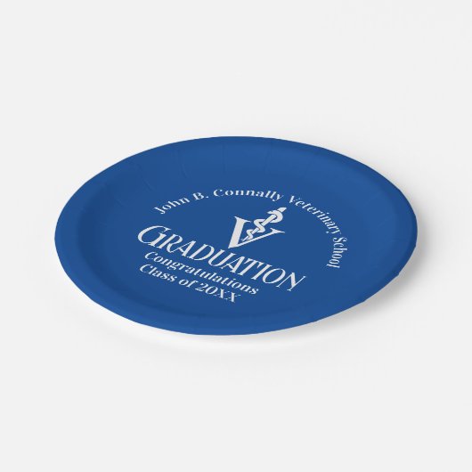 Custom Blue Veterinary School Graduation Party Pappteller (Schrägansicht)