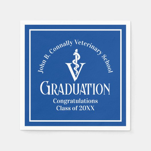 Custom Blue Veterinary School Graduation Party Serviette (Vorderseite)