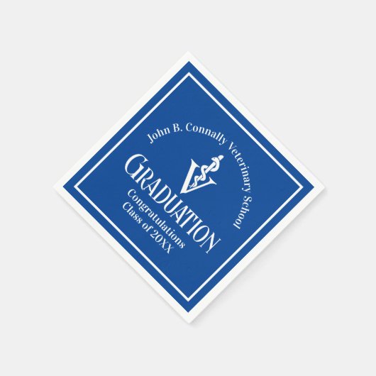 Custom Blue Veterinary School Graduation Party Serviette (Ecke)