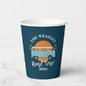 Custom Blue Vintag Camper Car Family Road Pappbecher (Rückseite)