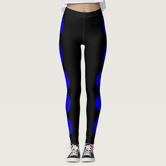 Custom Blue Volleyball Compression Pants Leggings (Vorderseite)