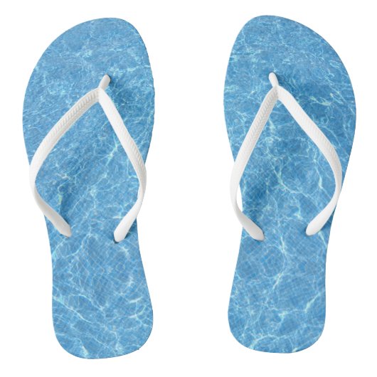 Custom Blue Water Aqua White Slim Rippen Erwachsen Badesandalen (Fußbett)