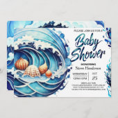 Custom Blue Water Baby Dusche Einladung (Vorne/Hinten)