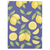 Custom Blue Watercolor Lemon Muster Klemmbrett (Rückseite)