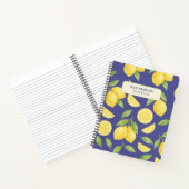 Custom Blue Watercolor Lemon Muster Notizblock (Innenseite)