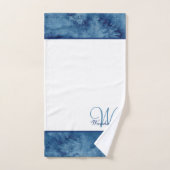 Custom Blue Watercolor White Elegante Mit Monogram Badhandtuch Set (Handtuch)