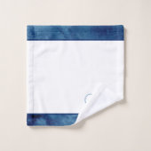 Custom Blue Watercolor White Elegante Mit Monogram Badhandtuch Set (Waschlappen)