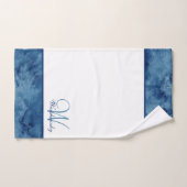 Custom Blue Watercolor White Elegante Mit Monogram Badhandtuch Set (Handtuch)