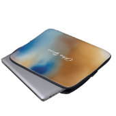 Custom Blue Wave Watercolor Laptopschutzhülle (Vorne Knopf)