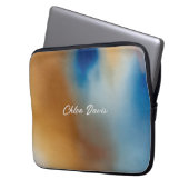 Custom Blue Wave Watercolor Laptopschutzhülle (Vorderseite Links)