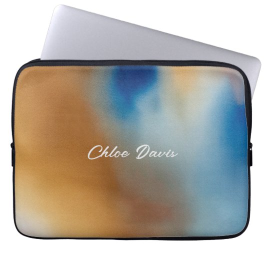 Custom Blue Wave Watercolor Laptopschutzhülle (Vorderseite)