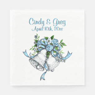 Custom Blue Wedding Bells Serviette