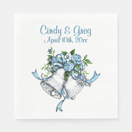 Custom Blue Wedding Bells Serviette (Vorderseite)