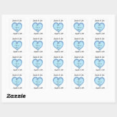 Custom Blue Wedding Heart Design Quadratischer Aufkleber (Blatt)