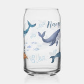 Custom Blue Whale and Turtle Ocean Bubble Scene Dosenglas (Rückseite)