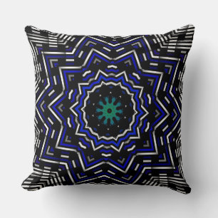 Custom Blue White Black Star Lattice Pillow Kissen
