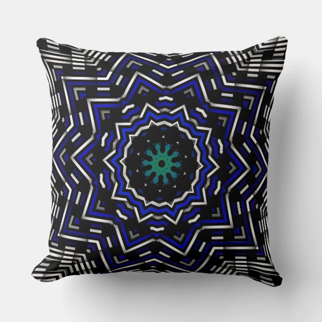 Custom Blue White Black Star Lattice Pillow Kissen (Vorderseite)