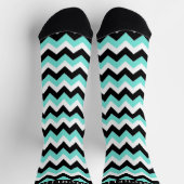 Custom Blue White Black Zickzack Pattern Socken (Oben)
