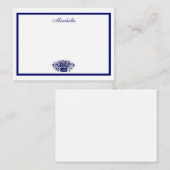 Custom Blue White Blume Blue Border 3.5x2.5 Mitteilungskarte (Vorne/Hinten)