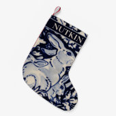 Custom Blue & White Bunny Rabbit für Haustiere ode Kleiner Weihnachtsstrumpf (Vorderansicht (hängend))