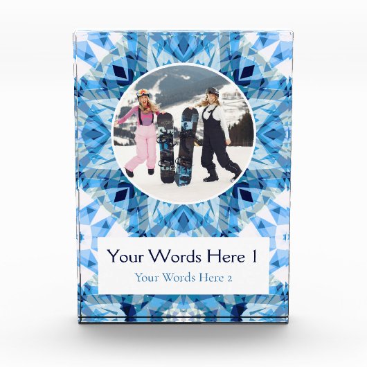 Custom Blue White Christmas Decor Gift Fotoblock (Vorderseite)