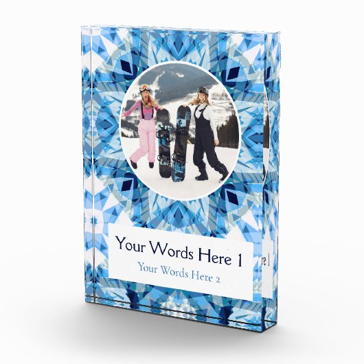 Custom Blue White Christmas Decor Gift Fotoblock (Rechts)