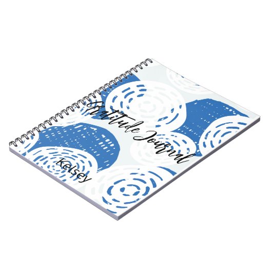 Custom Blue & White circle loops Dankbarkeit Journ Notizblock (Linke Seite)