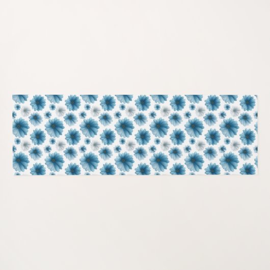 Custom Blue White Daisy Floral Pattern Yogamatte (Rückseite (Horizontal))