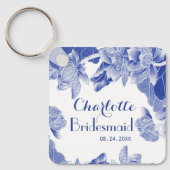 Custom Blue White Floral Bridesmaid Gastgeschenk H Schlüsselanhänger (Vorderseite)