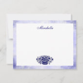 Custom Blue White Floral Rustic Blue 4.25x5.5 Flat Mitteilungskarte (Vorderseite)