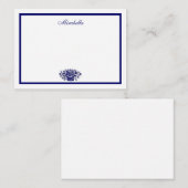 Custom Blue White Flowers Blue Border 3.5x2.5 Mitteilungskarte (Vorne/Hinten)